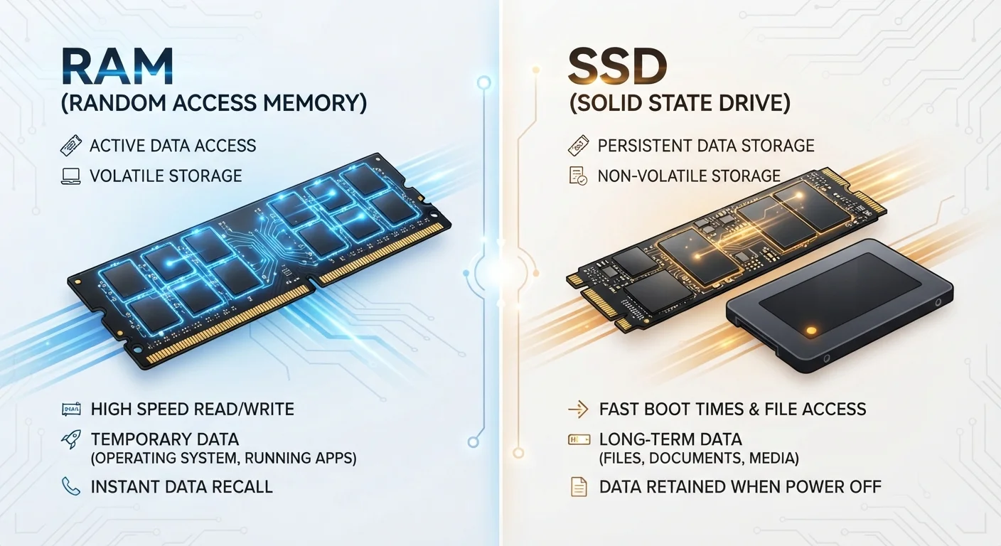 The Real Difference Between a Computer's Memory and Its Storage